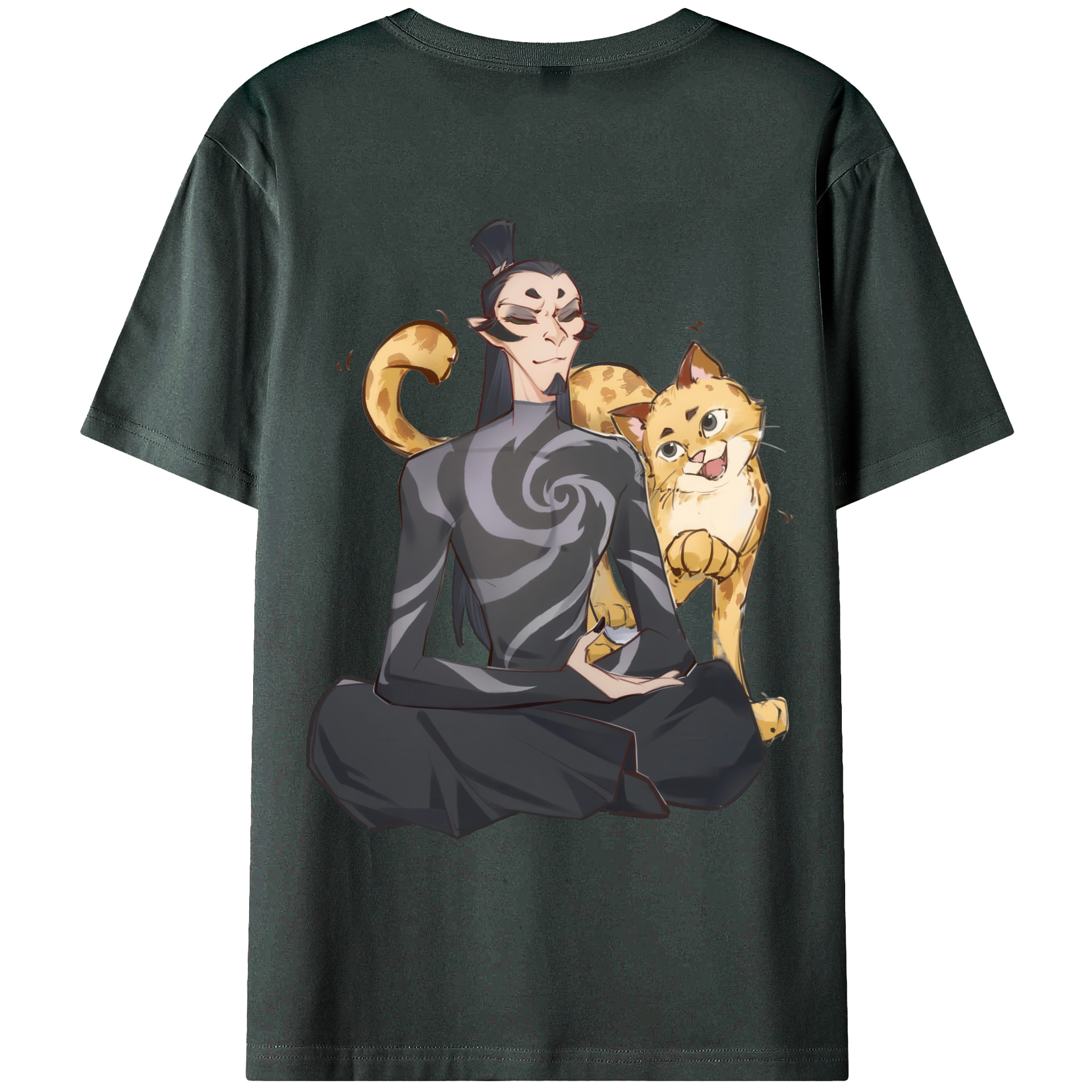 （画像用） Ne Zha 2 ナタ 魔童の大暴れ 綿100％ メンズ半袖Tシャツ（バックプリント） 通気性